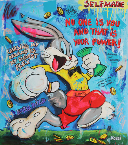 Bugs Bunny Power Moves van Kristin Kossi, Schilderij te koop op Singulart