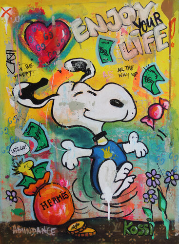 Snoopy Joy di Kristin Kossi, Pittura in vendita su Singulart