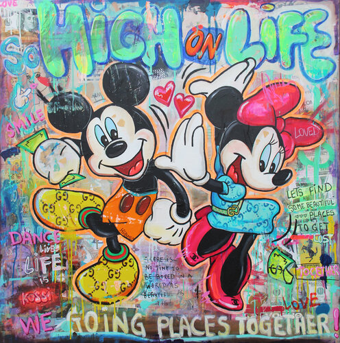 High on life Mickey and MInnie van Kristin Kossi, Schilderij te koop op Singulart