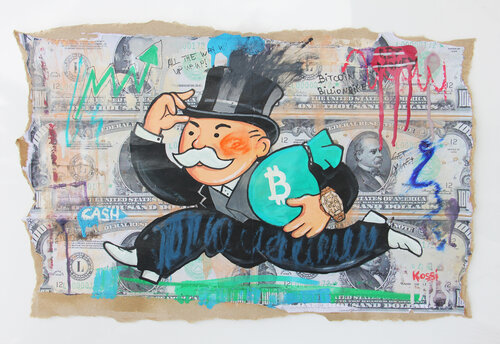 Monopoly Bitcoin Bag di Kristin Kossi, Pittura in vendita su Singulart