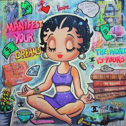 Betty Boob- Manifest Your Dreams van Kristin Kossi, Schilderij te koop op Singulart