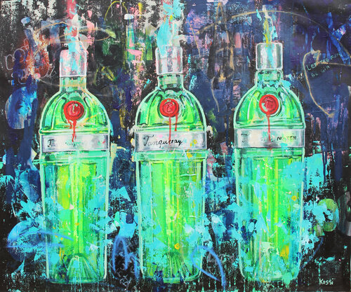 Three Tanqueray Bottles No 10 van Kristin Kossi, Schilderij te koop op Singulart