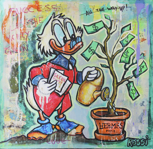 Scrooge Little Money Tree di Kristin Kossi, Pittura in vendita su Singulart