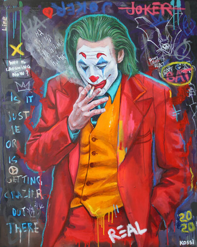 Joker Bat Thoughts van Kristin Kossi, Schilderij te koop op Singulart
