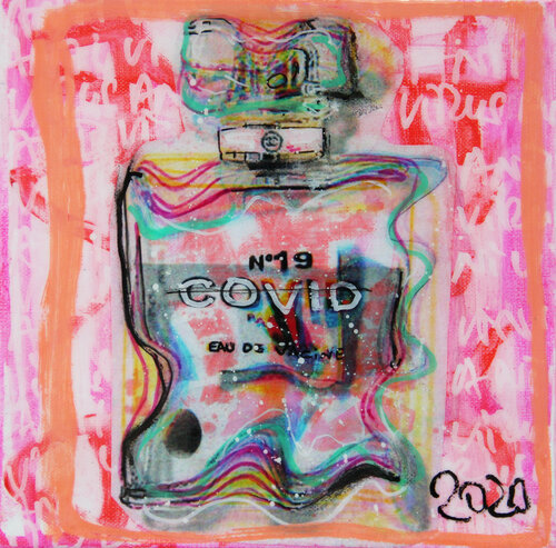 Nr. 19 Chanel Eau de Vacine pink van Kristin Kossi, Schilderij te koop op Singulart