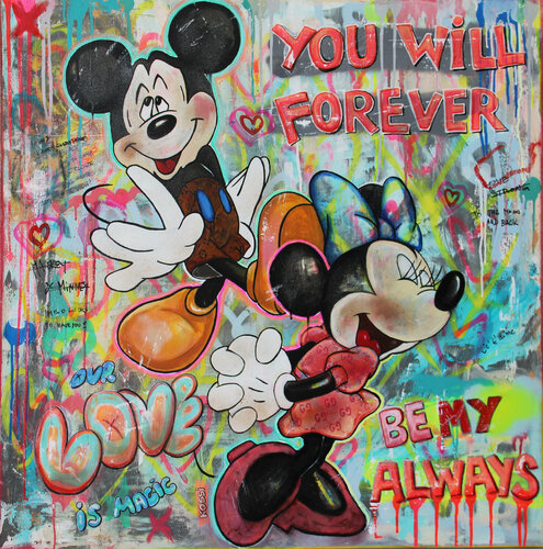 Mickey & Minnie Love di Kristin Kossi, Pittura in vendita su Singulart