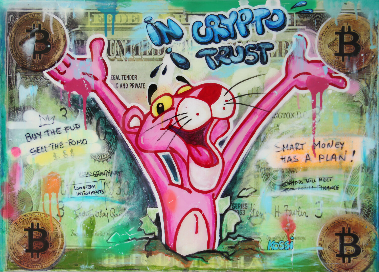 Crypto Panther - Kristin Kossi - Acrylic, Lacquer on Canvas