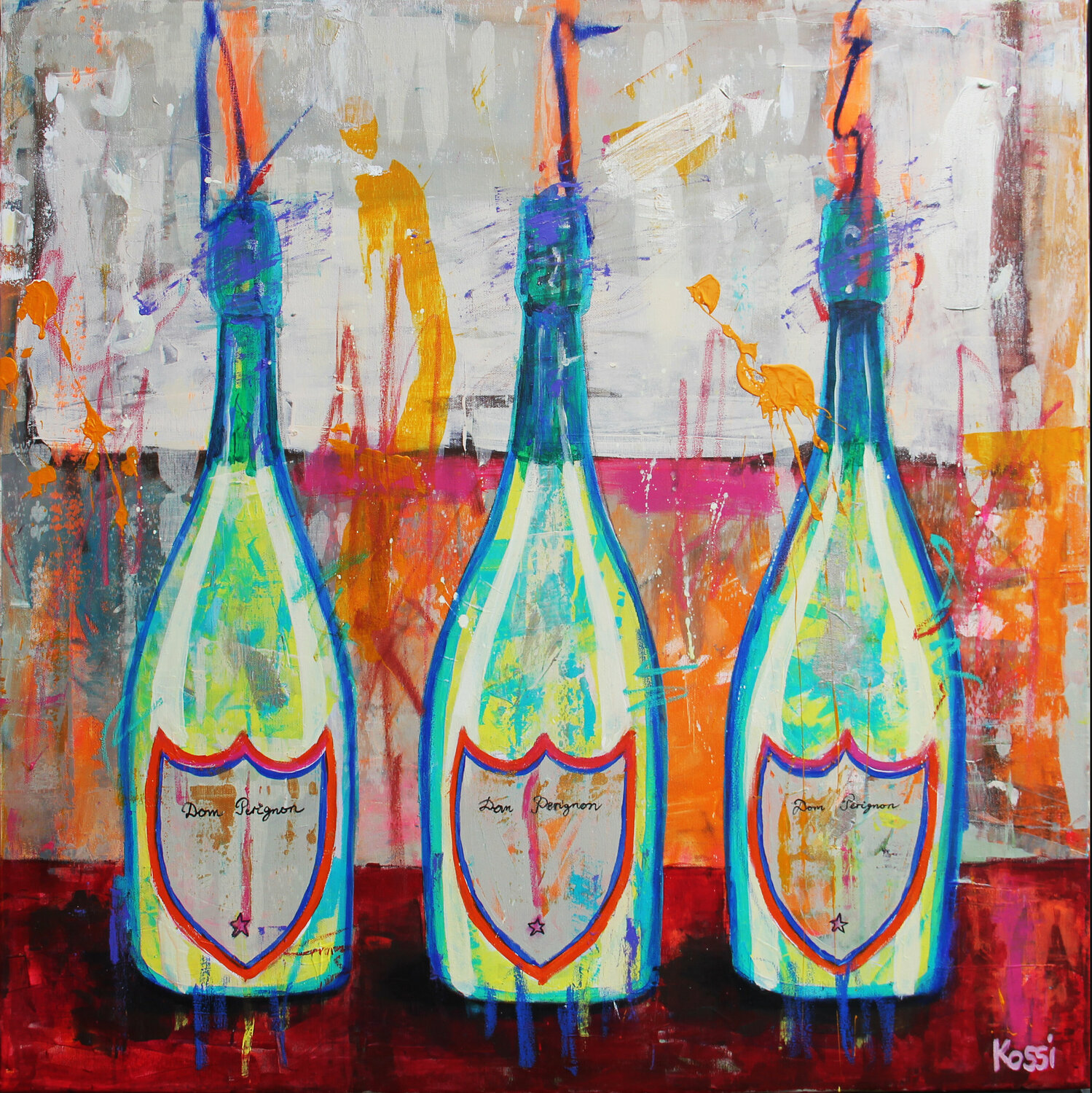 Dom Perignon de Kristin Kossi (2022) : Peinture Acrylique, Peinture en  bombe sur Toile - Singulart, image size:1499x1500