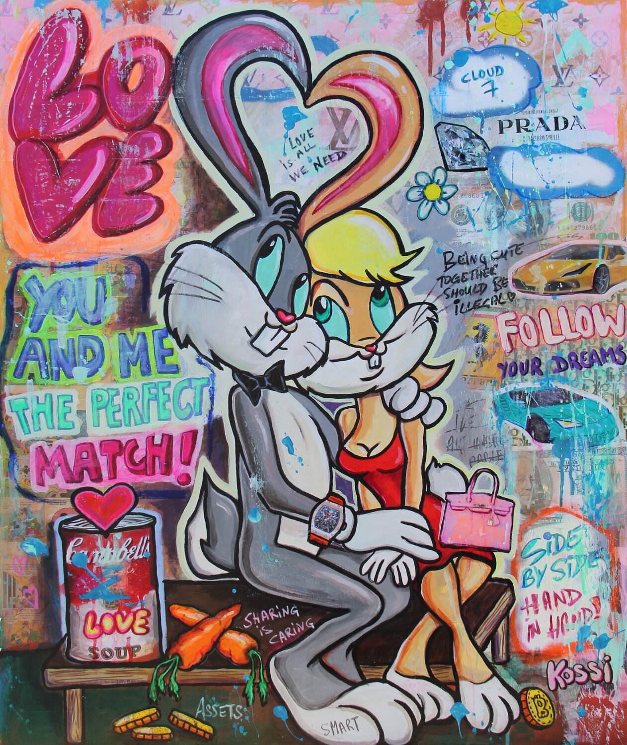 You and Me, the Perfect Match Kristin Kossi Originalgemälde zu verkaufen