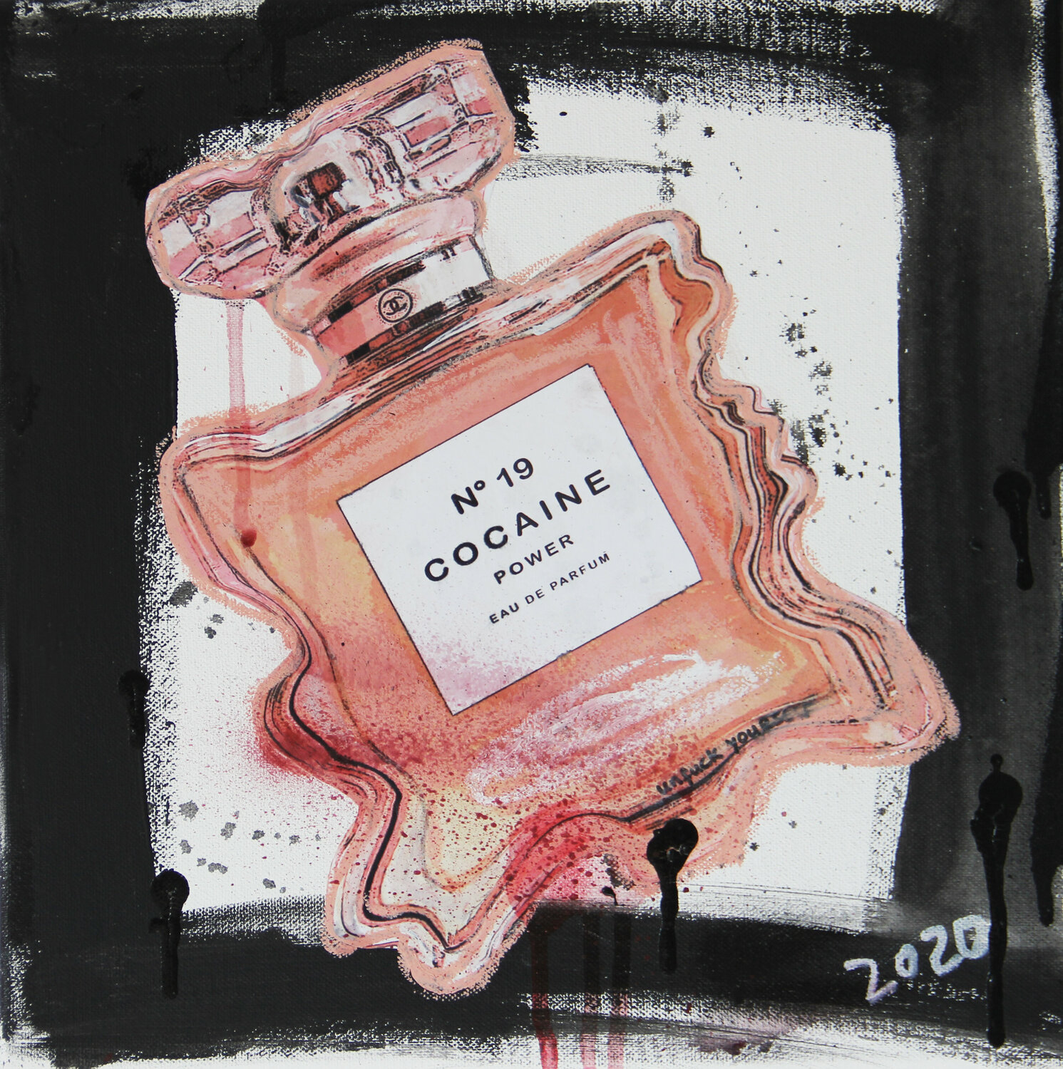 Nr. 19 Cocaine Power / powder pink Kristin Kossi Originalgemälde zu verkaufen