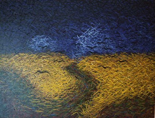 Homage after Van Gogh's "Wheat Field with Crows" (DIV 103) par Atom Hovhanesyan, Peinture en vente sur Singulart