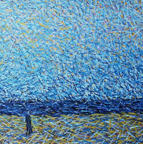 Monk by the sea, homage to Caspar D. Friedrich (DIV 013) par Atom Hovhanesyan, Peinture en vente sur Singulart