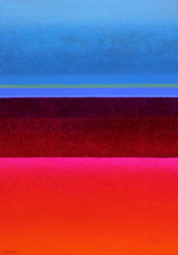 Paysage rouge à l'aurore jaune by Eric Winzenried, 회화 for Sale on Singulart