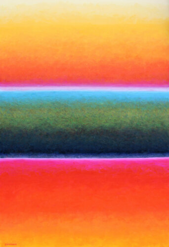 Paysage rouge à la forêt aquatique von Eric Winzenried, Malerei kaufen auf Singulart