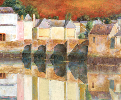 A Saint Goustan lumière sur le pont di Eric Winzenried, Pittura in vendita su Singulart