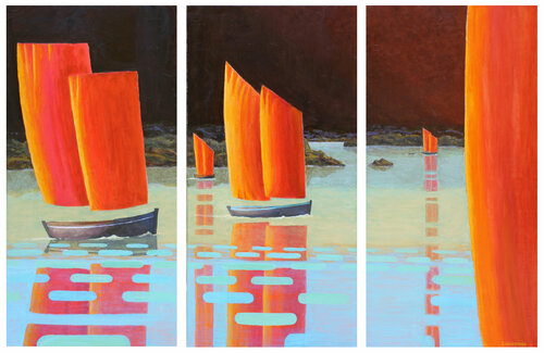 Triptyque : Régate de septembre di Eric Winzenried, Pittura in vendita su Singulart