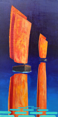 Nocturne de deux sinagos di Eric Winzenried, Pittura in vendita su Singulart