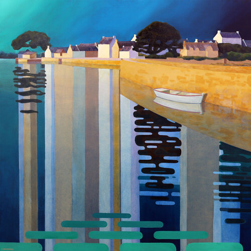 Barque blanche à St Cado van Eric Winzenried, Schilderij te koop op Singulart