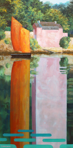 Devant la maison rose van Eric Winzenried, Schilderij te koop op Singulart