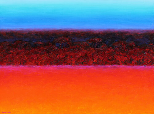 A la lisière de la forêt rouge van Eric Winzenried, Schilderij te koop op Singulart