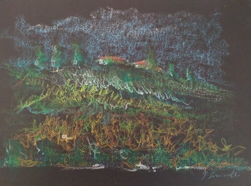 Paesaggio agreste notturno de Giancarlo Siniscalchi, Obra en papel a la venta en Singulart