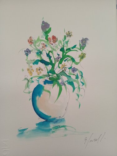 Vaso con fiori van Giancarlo Siniscalchi, Werk op papier te koop op Singulart
