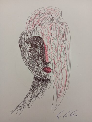 Volto bicolore by Giancarlo Siniscalchi, Work on Paper for Sale on Singulart