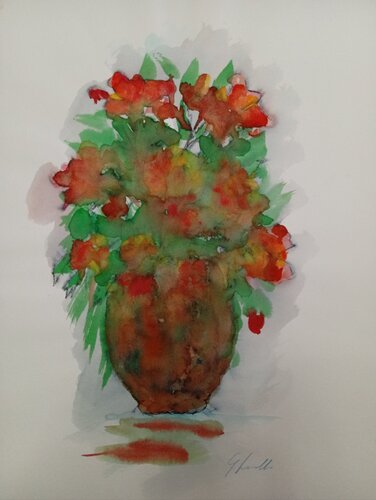 Vaso con fiori rossi van Giancarlo Siniscalchi, Werk op papier te koop op Singulart