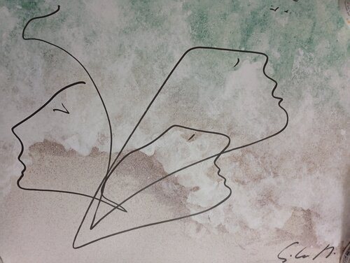 Tre volti di Giancarlo Siniscalchi, Opera su carta in vendita su Singulart