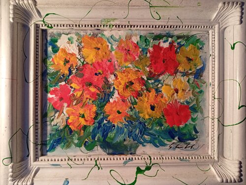 VASO con fiori rossi e gialli von Giancarlo Siniscalchi, Malerei kaufen auf Singulart
