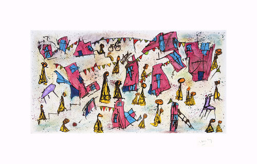 LES HOMMES QUI MARCHENT  (SERIE "LES PASSANTS") von Marc Laffolay, Werk auf Papier kaufen auf Singulart