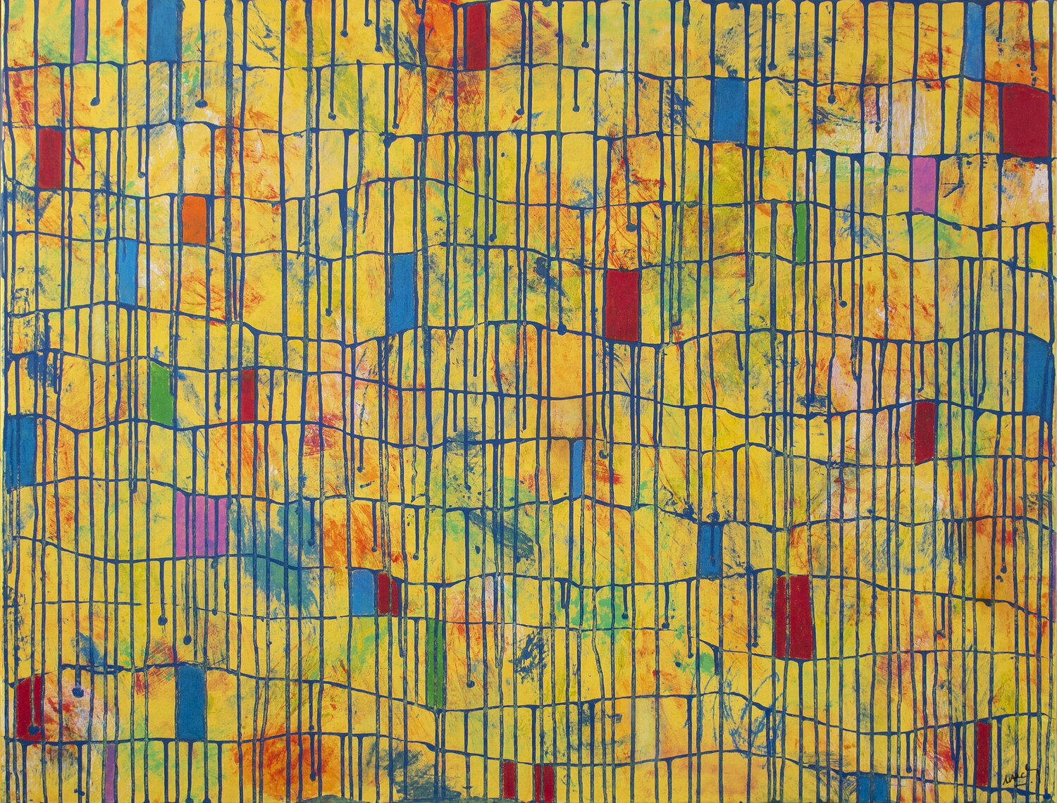 BEYOND THE GRIDS - A COLORFUL DAY - (TRACES SERIES) Marc Laffolay Originalgemälde zu verkaufen