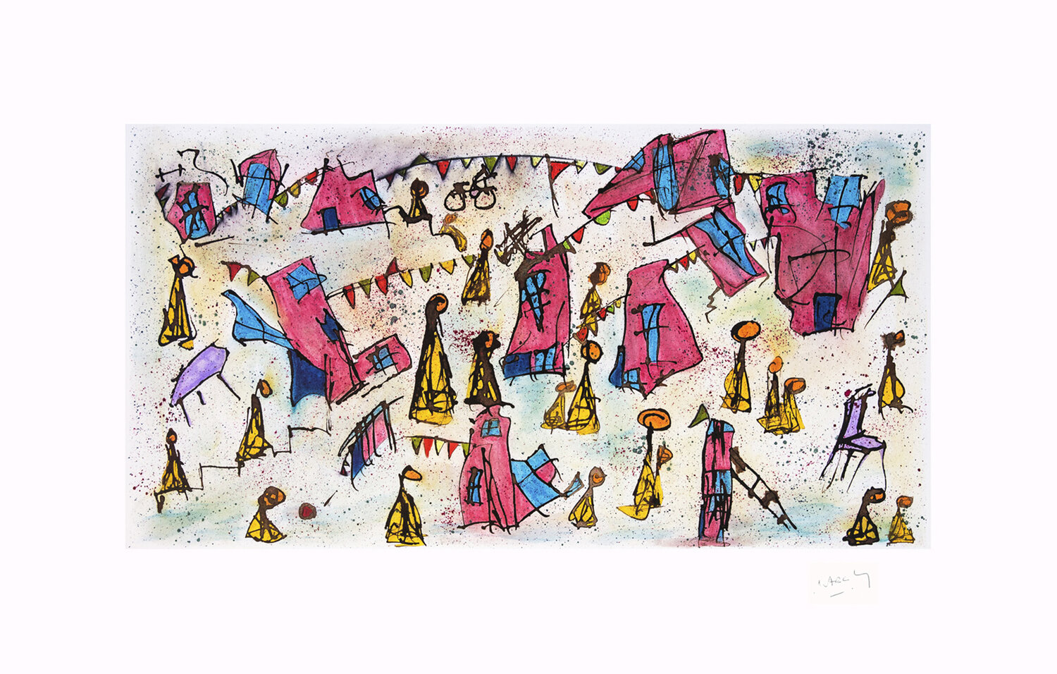 LES HOMMES QUI MARCHENT  (SERIE "LES PASSANTS") Marc Laffolay Werk auf Papier zu verkaufen