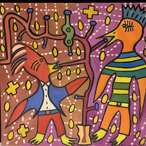 Bird Feeding Station 2 by Peter Locascio, Painting for Sale on Singulart