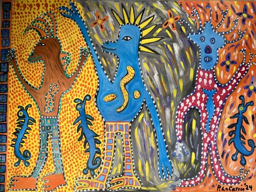 They Dance with Blue Worms by Peter Locascio, Painting for Sale on Singulart