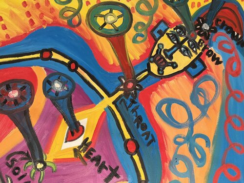 Robo-Man and the Seven chakras van Peter Locascio, Schilderij te koop op Singulart