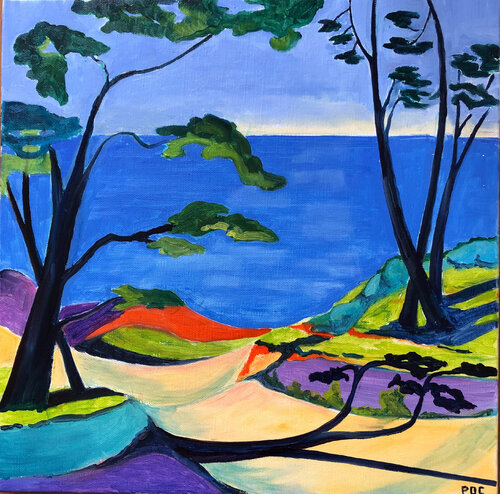 Souffle bleu 1-Blue breath 1 van Odile Pinto-Corbin, Schilderij te koop op Singulart