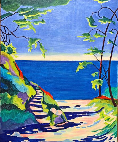 Plage du Goh Velin van Odile Pinto-Corbin, Schilderij te koop op Singulart