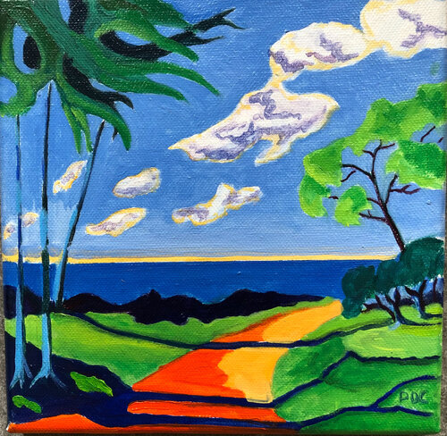 Chemin côtier N5 van Odile Pinto-Corbin, Schilderij te koop op Singulart