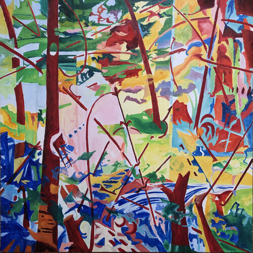Les quatre saisons : Forêt ardente di Odile Pinto-Corbin, Pittura in vendita su Singulart