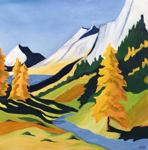 Le vallon doré van Odile Pinto-Corbin, Schilderij te koop op Singulart