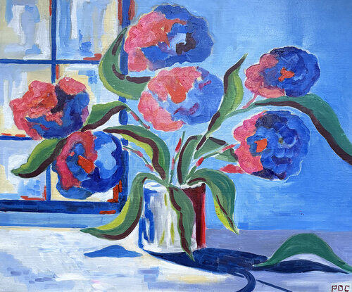 Composition bleue van Odile Pinto-Corbin, Schilderij te koop op Singulart