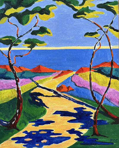 Sentier côtier #10 van Odile Pinto-Corbin, Schilderij te koop op Singulart