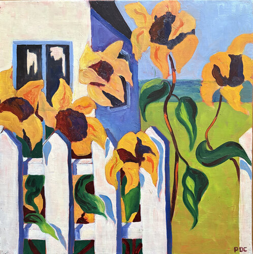 Cabanon #2 : les tournesols van Odile Pinto-Corbin, Schilderij te koop op Singulart