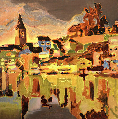 Zürich fantastique di Odile Pinto-Corbin, Pittura in vendita su Singulart