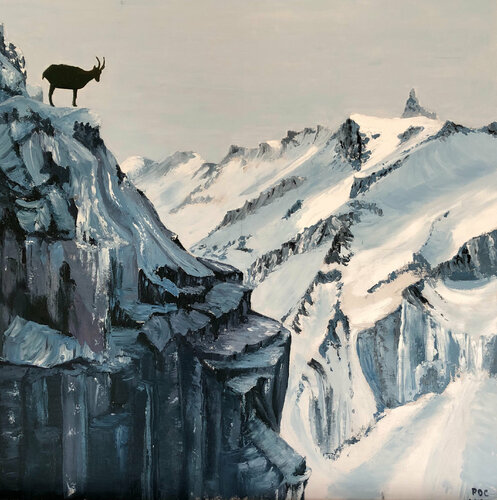 Montagne : le bouquetin du Mont Pilatus. van Odile Pinto-Corbin, Schilderij te koop op Singulart