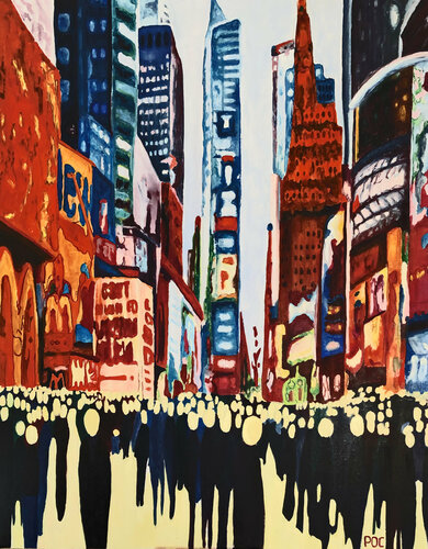 Covid party in Times Square von Odile Pinto-Corbin, Malerei kaufen auf Singulart