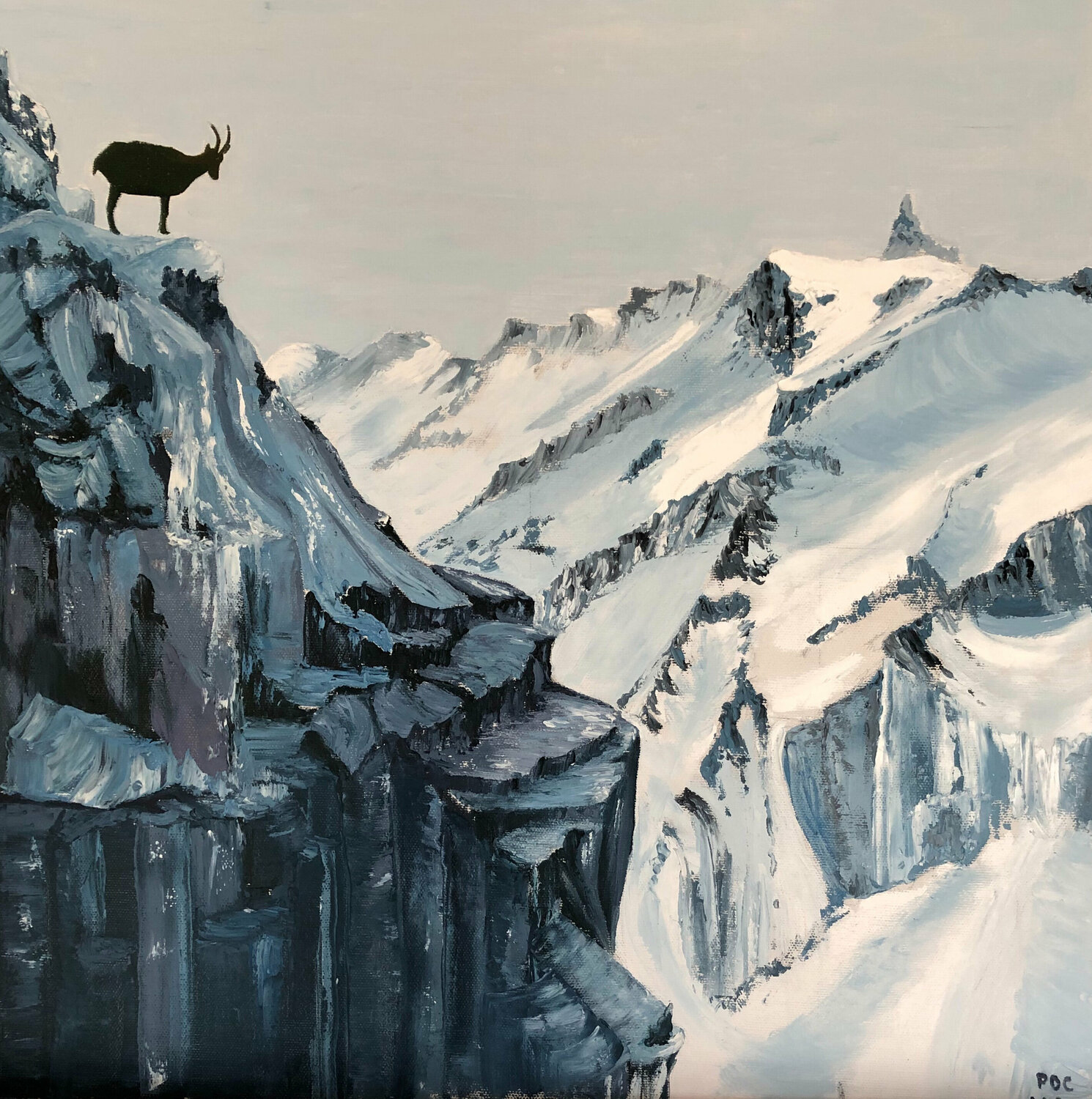 Montagne : le bouquetin du Mont Pilatus. Odile Pinto-Corbin Originalgemälde zu verkaufen
