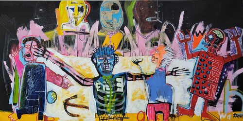 Street performers on Clemson and 1st van Marc Rayner, Schilderij te koop op Singulart