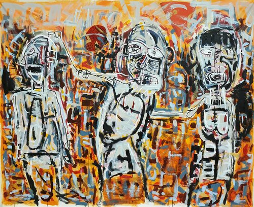 Looking back we partied hard and sent Africa the bill. van Marc Rayner, Schilderij te koop op Singulart